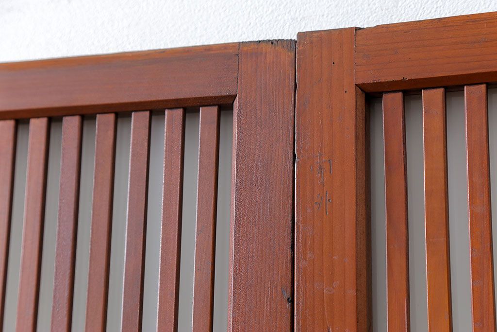 古民具・骨董 美しいガラス入り格子戸4枚セット　(建具・引き戸)