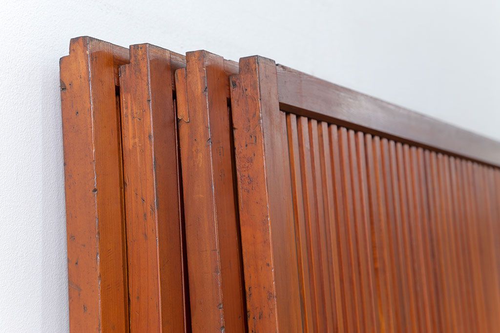 古民具・骨董 美しいガラス入り格子戸4枚セット　(建具・引き戸)