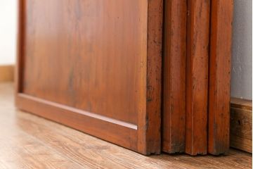 古民具・骨董 美しいガラス入り格子戸4枚セット　(建具・引き戸)