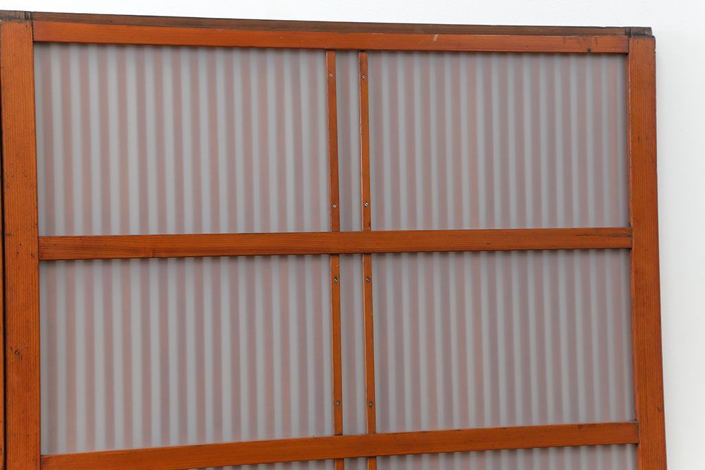 古民具・骨董 美しいガラス入り格子戸4枚セット　(建具・引き戸)