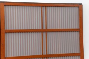 古民具・骨董 美しいガラス入り格子戸4枚セット　(建具・引き戸)