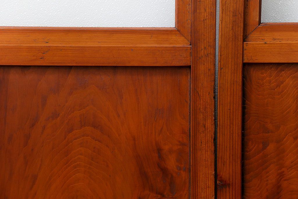 古民具・骨董 美しいガラス入り格子戸4枚セット　(建具・引き戸)