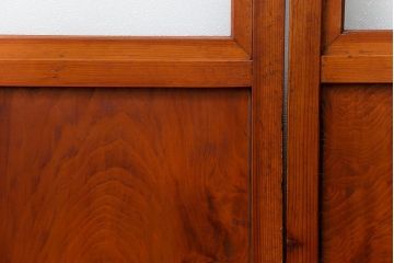 古民具・骨董 美しいガラス入り格子戸4枚セット　(建具・引き戸)