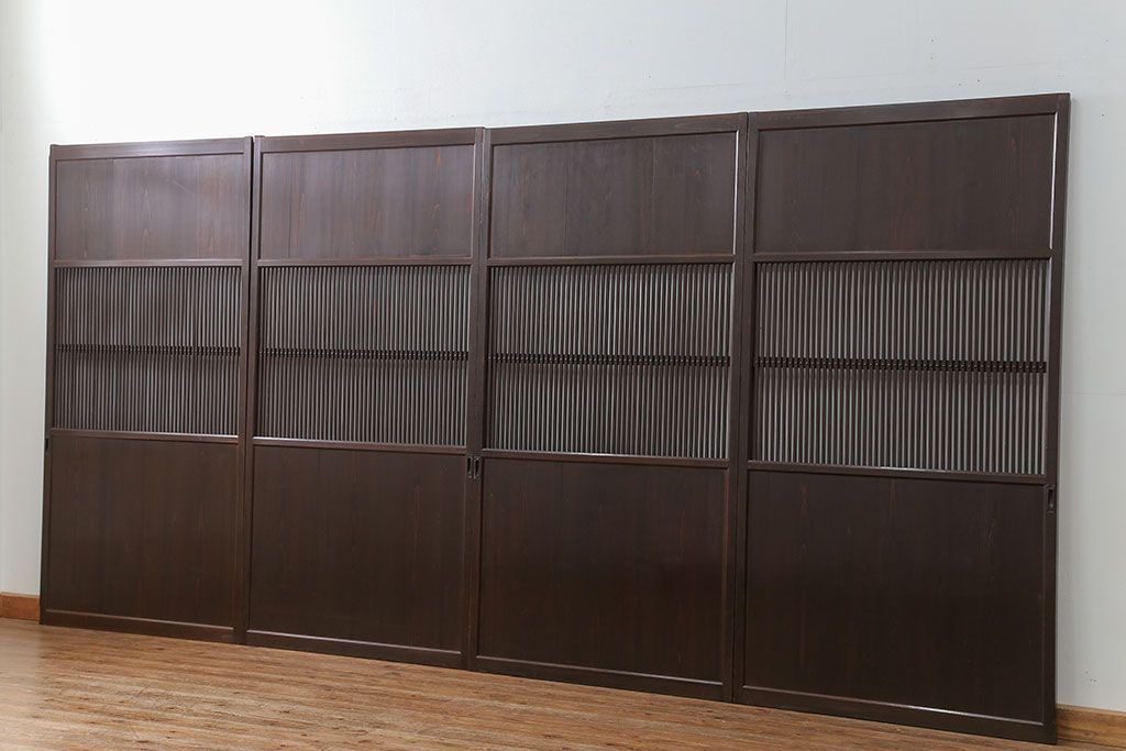 古民具・骨董 味わい深い繊細な格子帯戸　4枚セット(格子戸、引き戸)