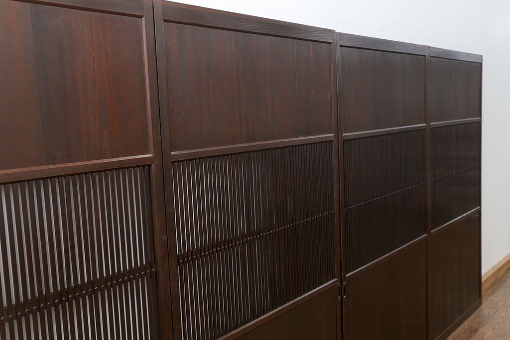 古民具・骨董 味わい深い繊細な格子帯戸　4枚セット(格子戸、引き戸)