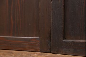 古民具・骨董 使い込まれた組子入りの格子帯戸　3枚セット(引き戸、和風建具)