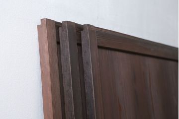 古民具・骨董 使い込まれた組子入りの格子帯戸　3枚セット(引き戸、和風建具)