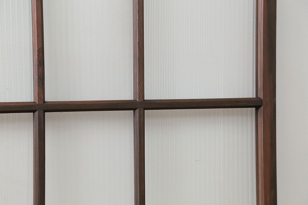 アンティーク 古い木のアンティークモールガラス戸3枚セット(建具、引き戸)