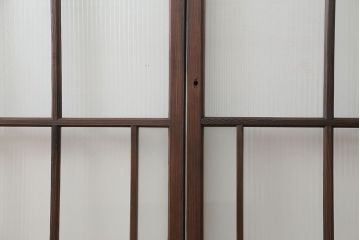 アンティーク 古い木のアンティークモールガラス戸3枚セット(建具、引き戸)