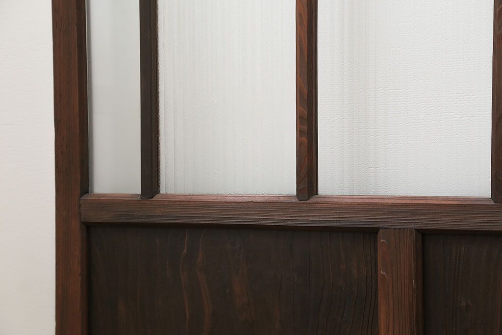 アンティーク 古い木のアンティークモールガラス戸3枚セット(建具、引き戸)