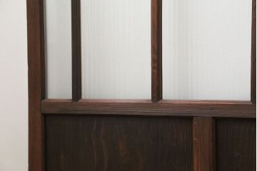 アンティーク 古い木のアンティークモールガラス戸3枚セット(建具、引き戸)
