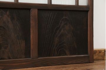 アンティーク 古い木のアンティークモールガラス戸3枚セット(建具、引き戸)