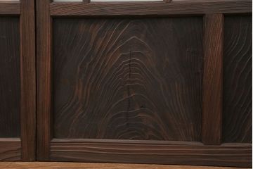 アンティーク 古い木のアンティークモールガラス戸3枚セット(建具、引き戸)