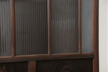 アンティーク 古い木のアンティークモールガラス戸3枚セット(建具、引き戸)