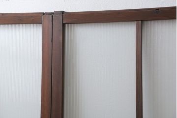アンティーク 古い木のアンティークモールガラス戸3枚セット(建具、引き戸)