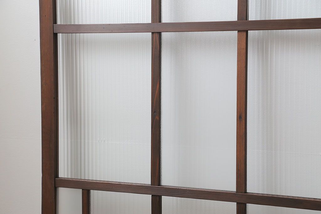 アンティーク 古い木のアンティークモールガラス戸3枚セット(建具、引き戸)