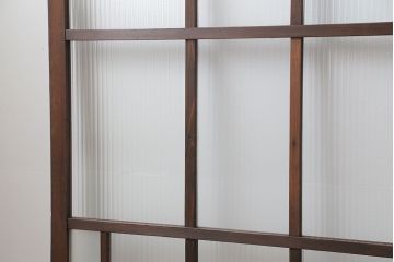 アンティーク 古い木のアンティークモールガラス戸3枚セット(建具、引き戸)
