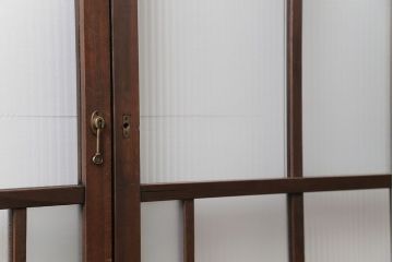 アンティーク 古い木のアンティークモールガラス戸3枚セット(建具、引き戸)