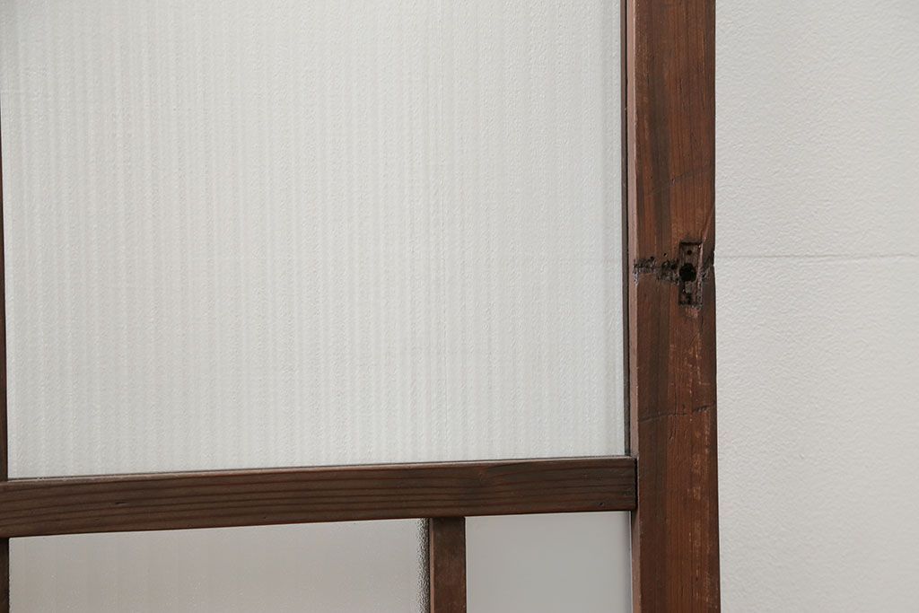 アンティーク 古い木のアンティークモールガラス戸3枚セット(建具、引き戸)