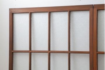 アンティーク 色ガラス入りのダイヤガラスと銀モールガラス引き戸　3枚セット(建具、ガラス戸)