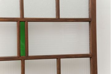 アンティーク 色ガラス入りのダイヤガラスと銀モールガラス引き戸　3枚セット(建具、ガラス戸)