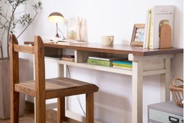 アンティーク家具　アンティークペイント　古い横長サイドテーブル(机、在宅ワーク、在宅用デスク、作業台)