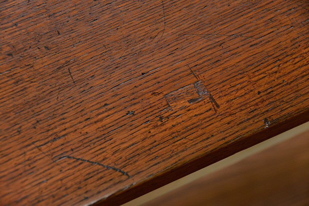 アンティーク家具　アンティークペイント　古い横長サイドテーブル(机、在宅ワーク、在宅用デスク、作業台)