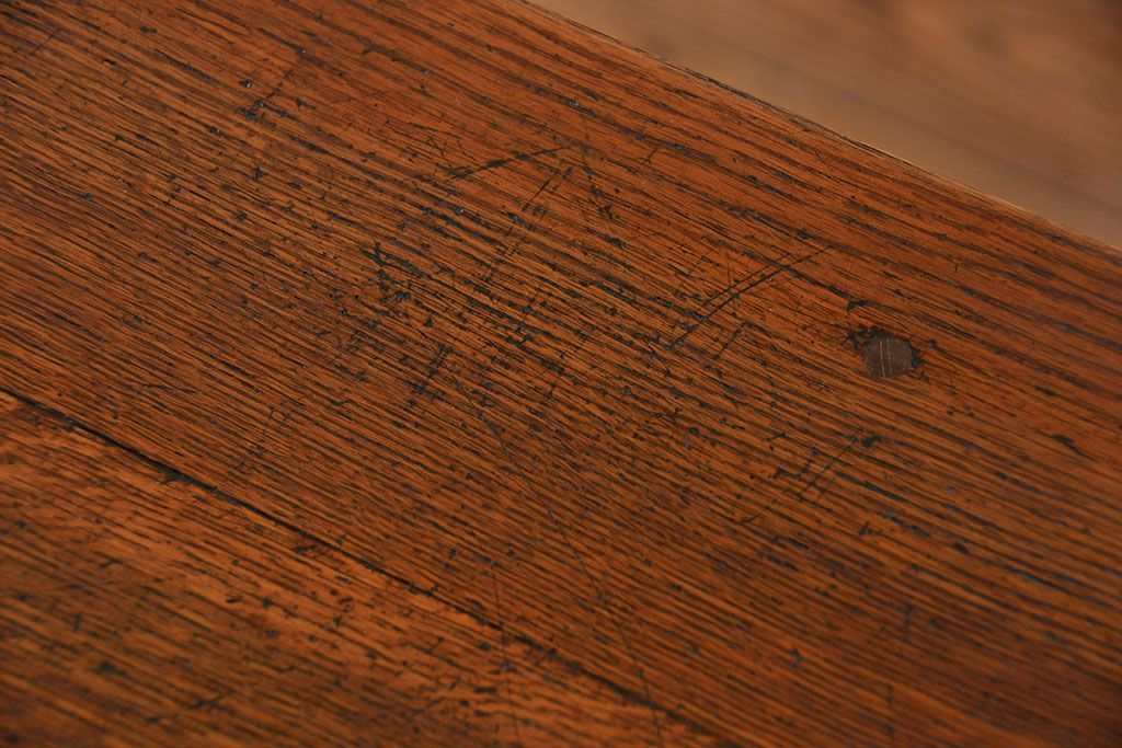 アンティーク家具　アンティークペイント　古い横長サイドテーブル(机、在宅ワーク、在宅用デスク、作業台)