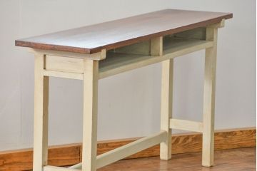 アンティーク家具　アンティークペイント　古い横長サイドテーブル(机、在宅ワーク、在宅用デスク、作業台)