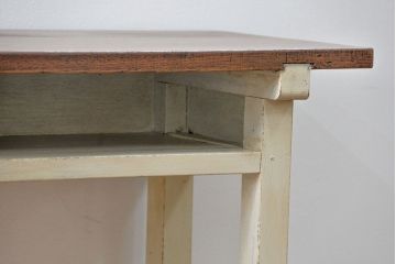 アンティーク家具　アンティークペイント　古い横長サイドテーブル(机、在宅ワーク、在宅用デスク、作業台)