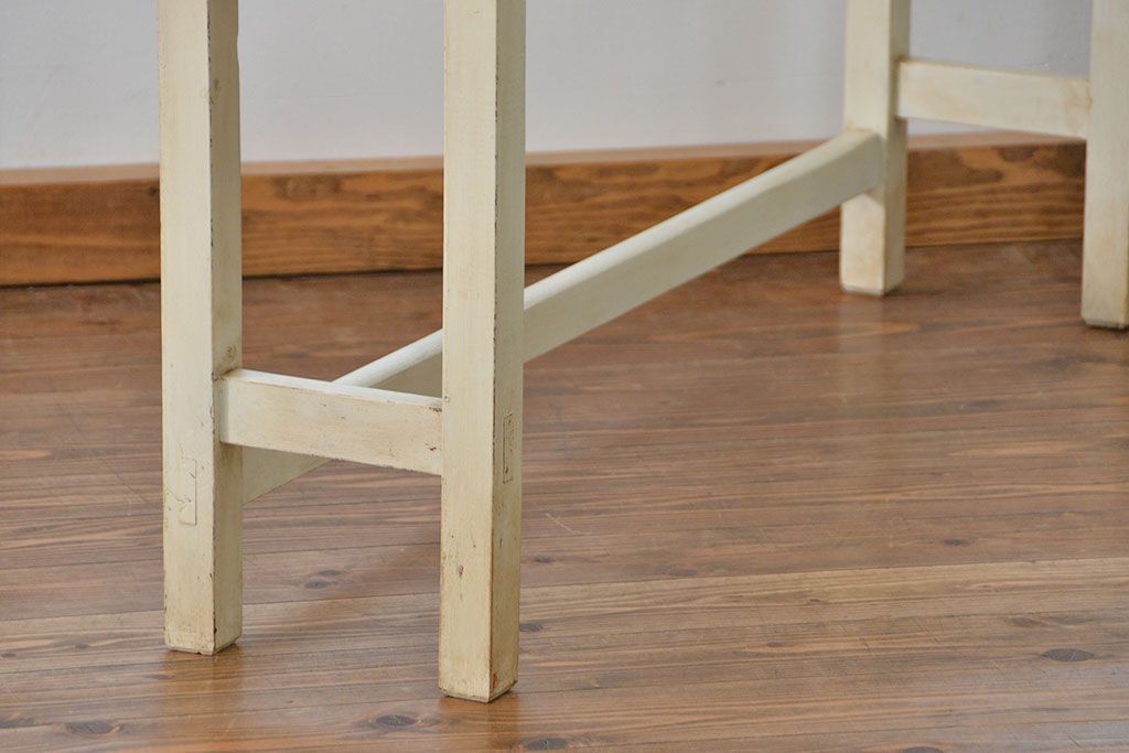 アンティーク家具　アンティークペイント　古い横長サイドテーブル(机、在宅ワーク、在宅用デスク、作業台)