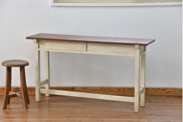 アンティーク家具　アンティークペイント　古い横長サイドテーブル(机、在宅ワーク、在宅用デスク、作業台)