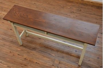 アンティーク家具　アンティークペイント仕上げ　横長サイドテーブル(4)　(机、在宅ワーク、在宅用デスク、作業台)