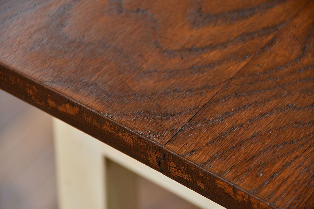 アンティーク家具　アンティークペイント仕上げ　横長サイドテーブル(4)　(机、在宅ワーク、在宅用デスク、作業台)