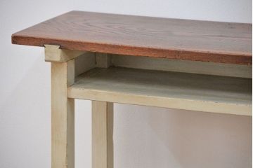 アンティーク家具　アンティークペイント仕上げ　横長サイドテーブル(4)　(机、在宅ワーク、在宅用デスク、作業台)