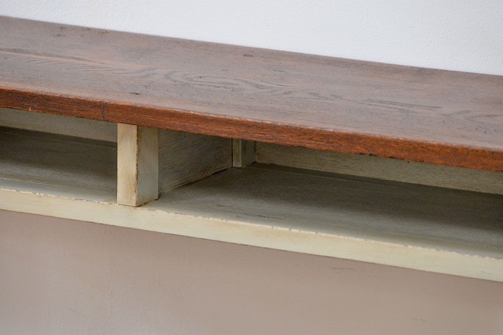 アンティーク家具　アンティークペイント仕上げ　横長サイドテーブル(4)　(机、在宅ワーク、在宅用デスク、作業台)