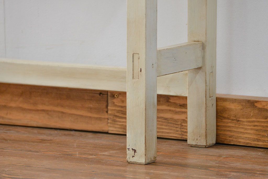 アンティーク家具　アンティークペイント仕上げ　横長サイドテーブル(4)　(机、在宅ワーク、在宅用デスク、作業台)