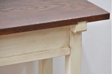 アンティーク家具　アンティークペイント仕上げ　横長サイドテーブル(4)　(机、在宅ワーク、在宅用デスク、作業台)