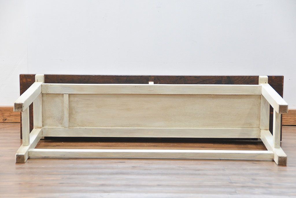 アンティーク家具　アンティークペイント仕上げ　横長サイドテーブル(4)　(机、在宅ワーク、在宅用デスク、作業台)