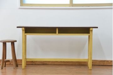 アンティーク家具　アンティーク ペイント仕上げ　横長作業台(5)　(机、在宅ワーク、在宅用デスク、作業台)
