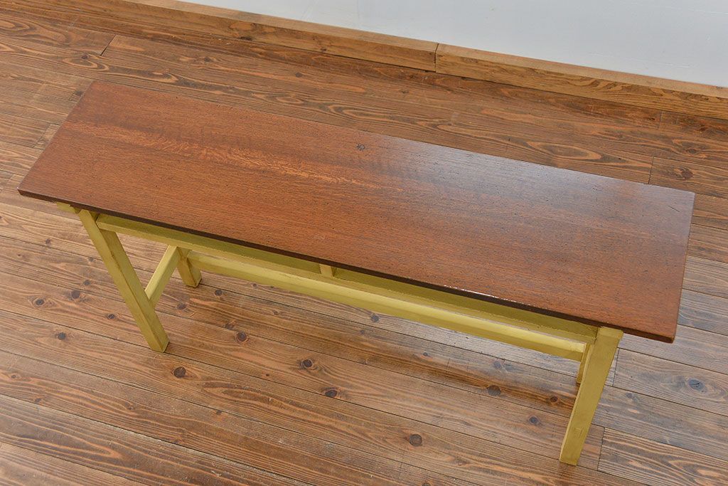 アンティーク家具　アンティーク ペイント仕上げ　横長作業台(5)　(机、在宅ワーク、在宅用デスク、作業台)