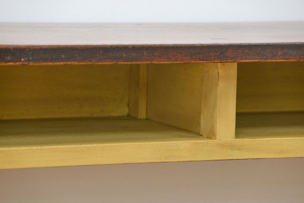 アンティーク家具　アンティーク ペイント仕上げ　横長作業台(5)　(机、在宅ワーク、在宅用デスク、作業台)