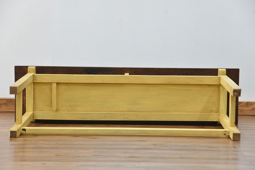 アンティーク家具　アンティーク ペイント仕上げ　横長作業台(5)　(机、在宅ワーク、在宅用デスク、作業台)