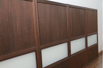 古民具・骨董 鏡板が桐材の珍しいガラス帯戸　4枚セット　(引き戸)