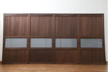 古民具・骨董 鏡板が桐材の珍しいガラス帯戸　4枚セット　(引き戸)