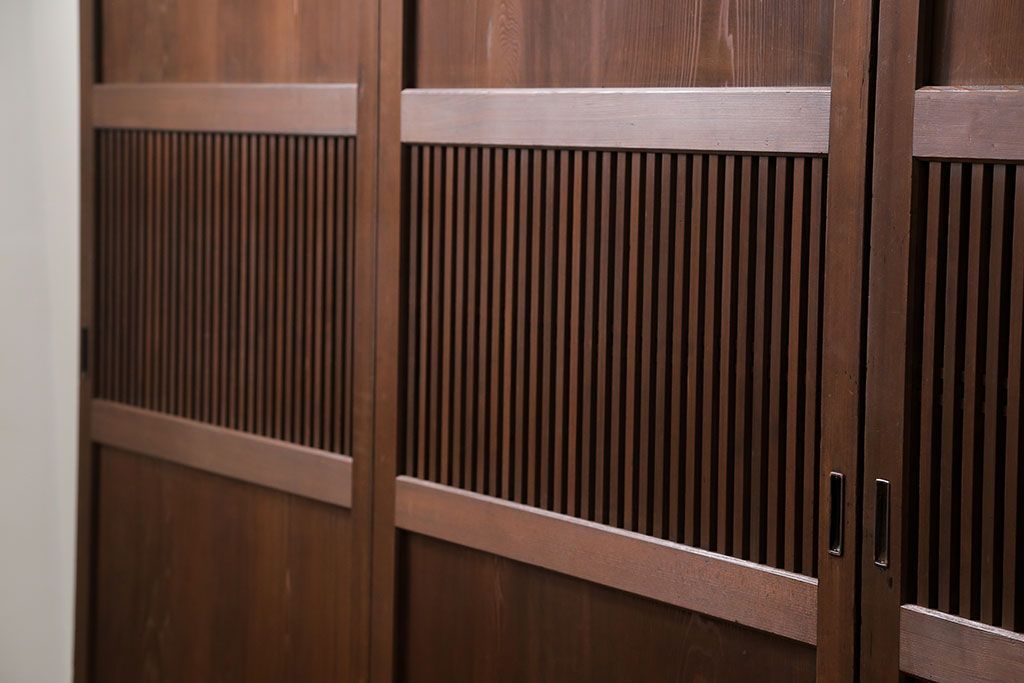 古民具・骨董 上質なガラス入り格子帯戸　4枚セット　(引き戸、ガラス帯戸)