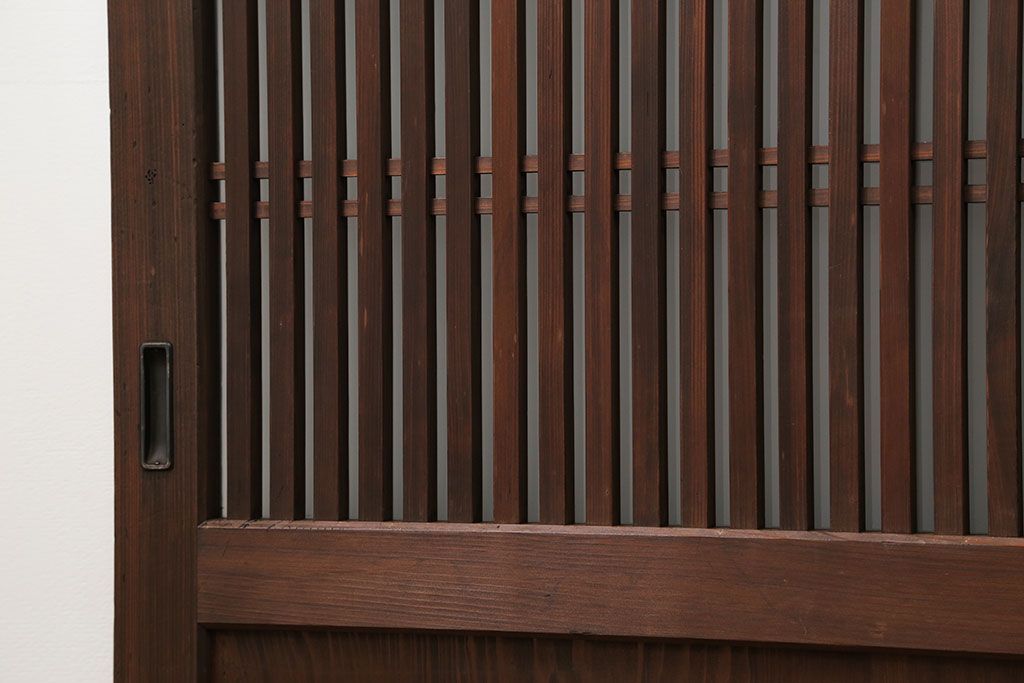 古民具・骨董 上質なガラス入り格子帯戸　4枚セット　(引き戸、ガラス帯戸)