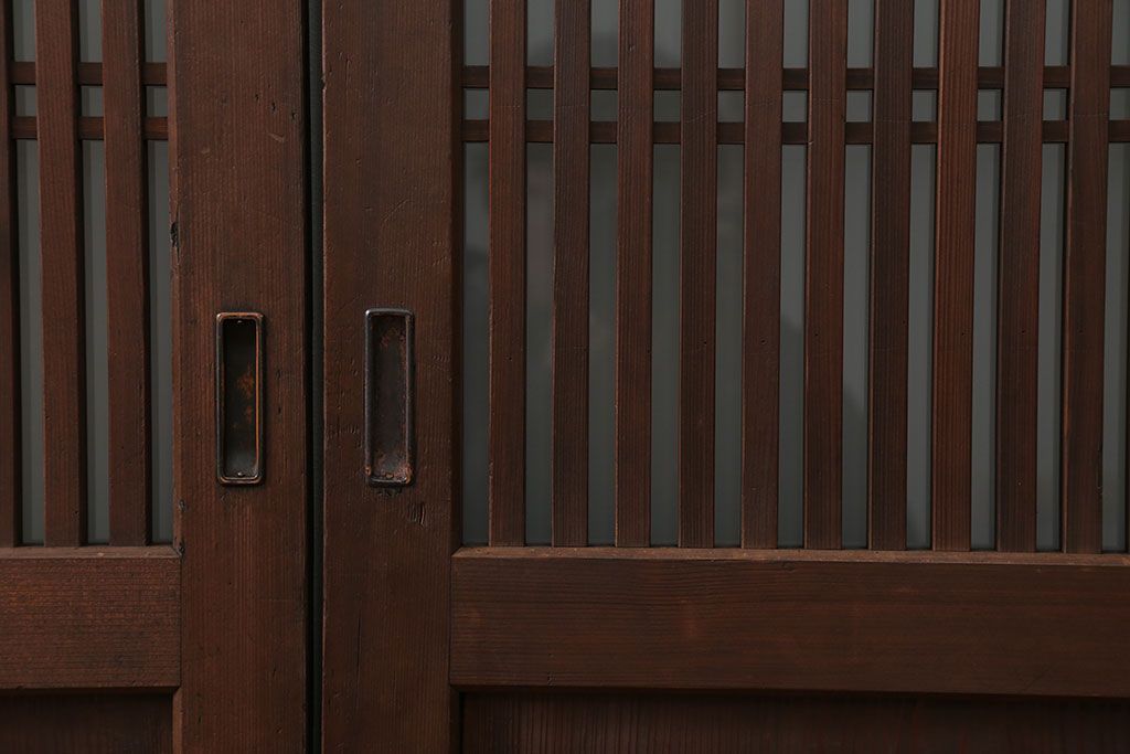 古民具・骨董 上質なガラス入り格子帯戸　4枚セット　(引き戸、ガラス帯戸)