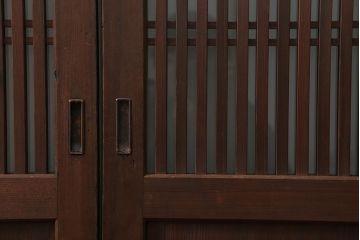 古民具・骨董 上質なガラス入り格子帯戸　4枚セット　(引き戸、ガラス帯戸)