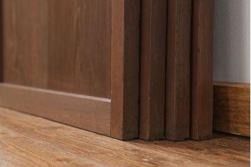 古民具・骨董 上質なガラス入り格子帯戸　4枚セット　(引き戸、ガラス帯戸)